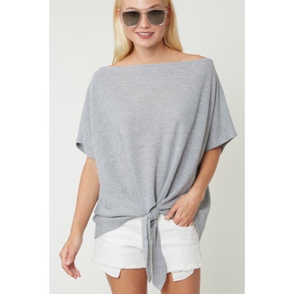 Izzy Boatneck Tie Top - Oatmeal - Picture 3 of 4